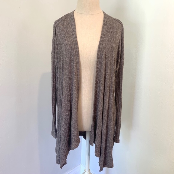 Taupe Ribbed Longline American Eagle Cardigan - Picture 1 of 4